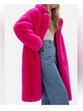 Noize  Hot Pink Faux Fur Pea Coat